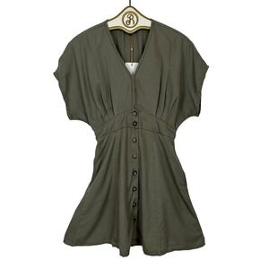 denim a-line sleeveless mini dress Denim Flower Sleeveless Button Down Mini Dress, Large / Denim
